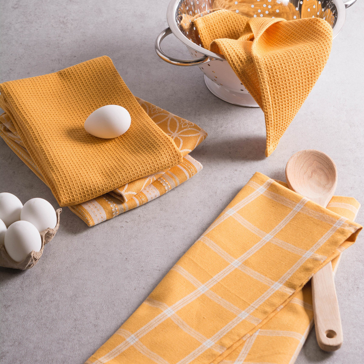 Cotton Waffle Dish Cloth Kitchen Towel (Set of 5)